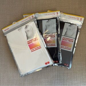 BUNDLE OF THREE NWT Uniqlo Heattech V-Neck Shirts, Size S (Grey, Navy, White)